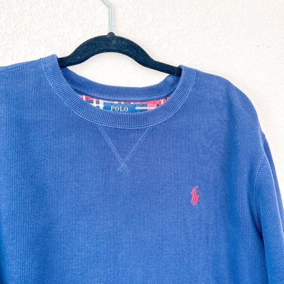 Polo Ralph Lauren Boys Blue Ribbed Crewneck Sweater, Size M - Picture 2 of 4